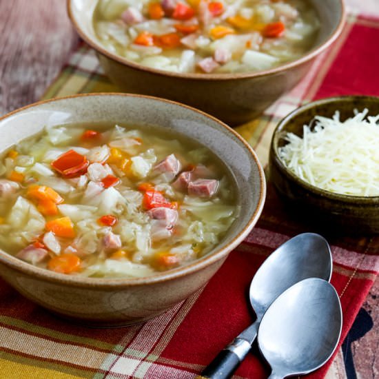 Instant Pot Ham and Cabbage Soup - Recipe photo by kalynskitchen