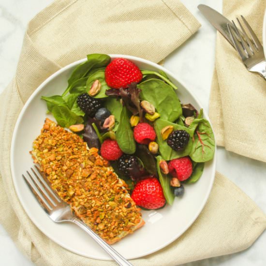 Pistachio Salmon w/ Herb Goat Cheese - Recipe photo by Byte Sized Nutrition
