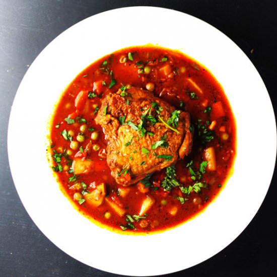 Ecuadorian chicken stew - Recipe photo by white plate blank slate