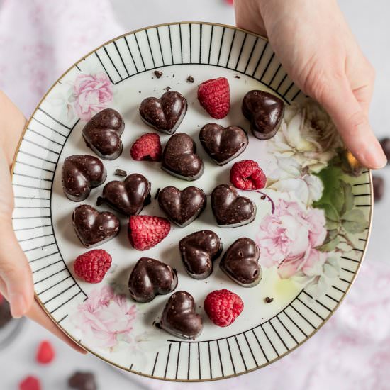 Dark Chocolate Raspberry Truffles - Recipe photo by eatlovenamaste