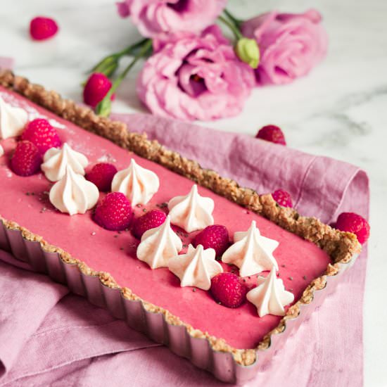 Raspberry Beet Tart with Oat Crust - Recipe photo by Healthfully Ever After