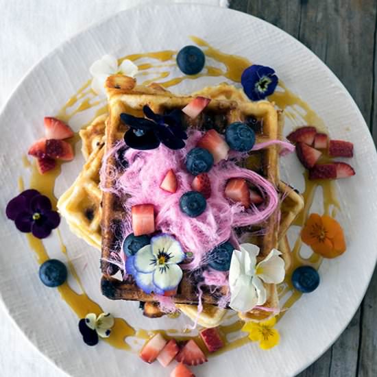 Blueberry White Choc Waffles - Recipe photo by Belly Rumbles