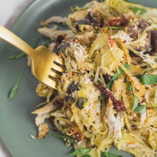 Greek Chicken Spaghetti Squash Bake - Recipe photo by thecleaneatingcouple