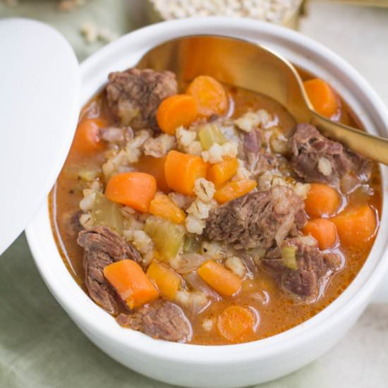 Instant Pot Beef Barley Soup - Recipe photo by thecleaneatingcouple