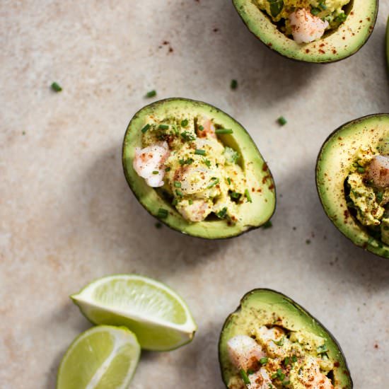 Healthy Shrimp Stuffed Avocado - Recipe photo by saltandlavender