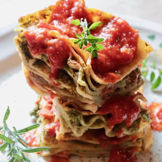 Vegan Kale Pesto Lasagna - Recipe photo by foodgalleygab