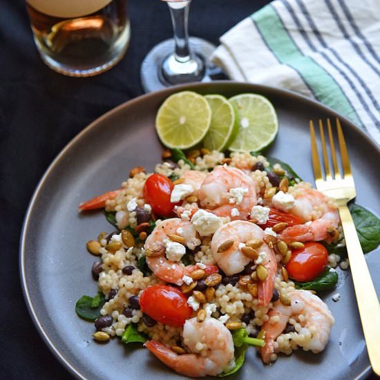 Couscous Shrimp Salad with Pepitas - Recipe photo by cafesazonyvida