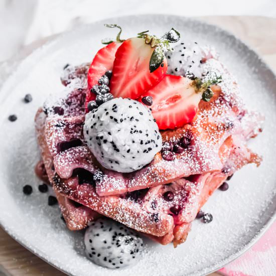 Dragon Fruit Chocolate Chip Waffles - Recipe photo by Healthy Little Vittles