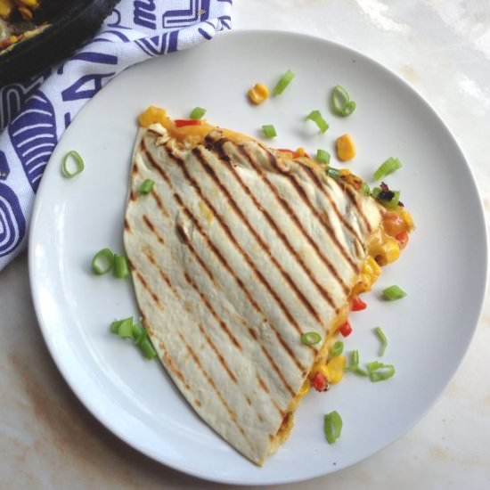 Grilled Cheese, Corn and Sweet Pepper Quesadilla - Recipe photo by Gardening Foodie