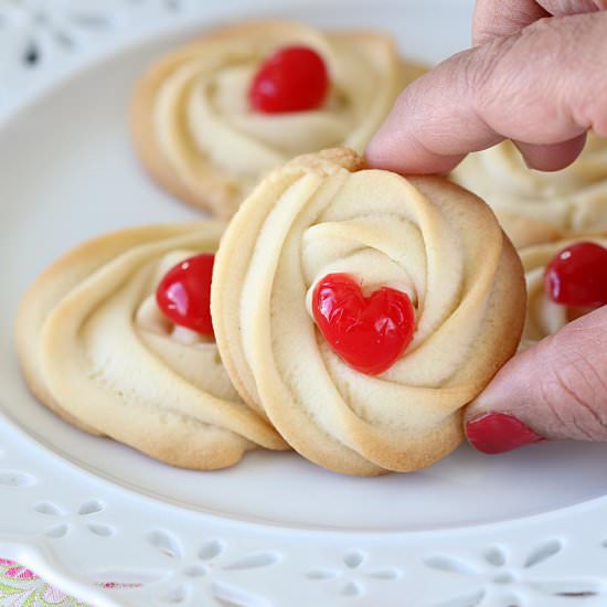Cherry Topped Cookies - Recipe photo by ruchiskitchen