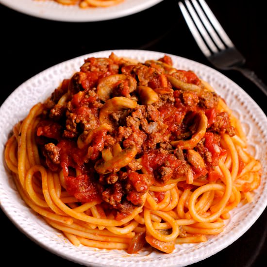 Instant Pot Spaghetti in Meat Sauce - Recipe photo by whatsinthepan