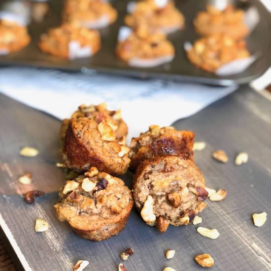 Healthy Banana Walnut Mini Muffins - Recipe photo by BiteSizedKitchen