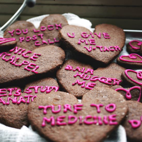BROWNIE CONVERSATION HEART cookies - Recipe photo by misshangrypants