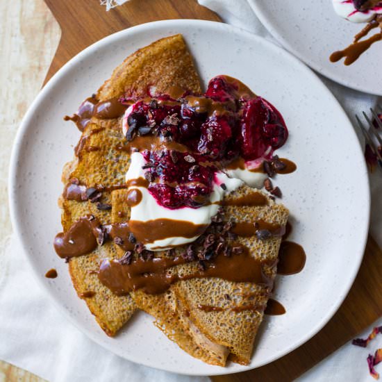 Sweet Vegan Buckwheat Crepes (GF) - Recipe photo by Nourish Everyday