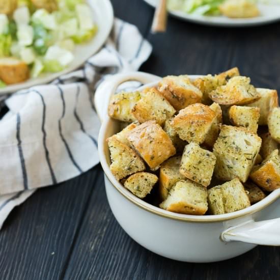Caesar Croutons - Recipe photo by rachelcooksblog