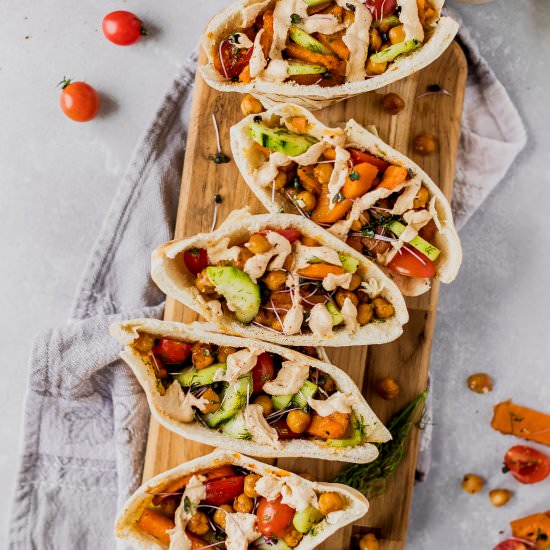 Sweet Potato & Chickpea Pitas - Recipe photo by eatlovenamaste