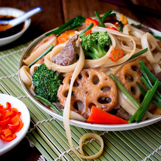Spicy Beef and Longevity Noodles - Recipe photo by Healthy World Cuisine