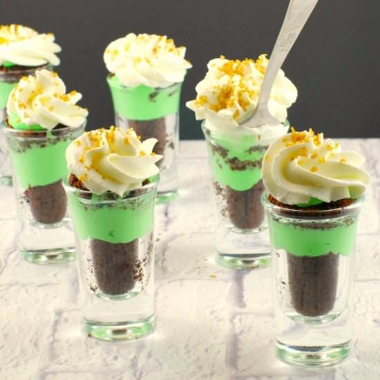 Shamrock Irish Cream dessert shots - Recipe photo by Food Meanderings