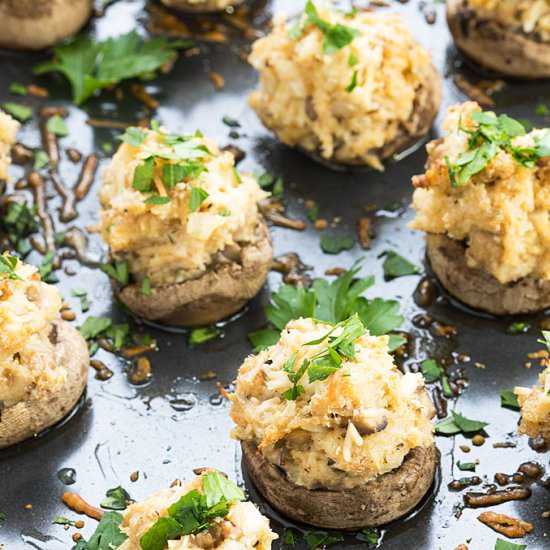 crab stuffed mushrooms - Recipe photo by The Blond Cook