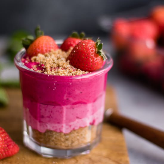 No-Bake Ombré Cheesecake Parfait - Recipe photo by peanutbutterpluschocolate
