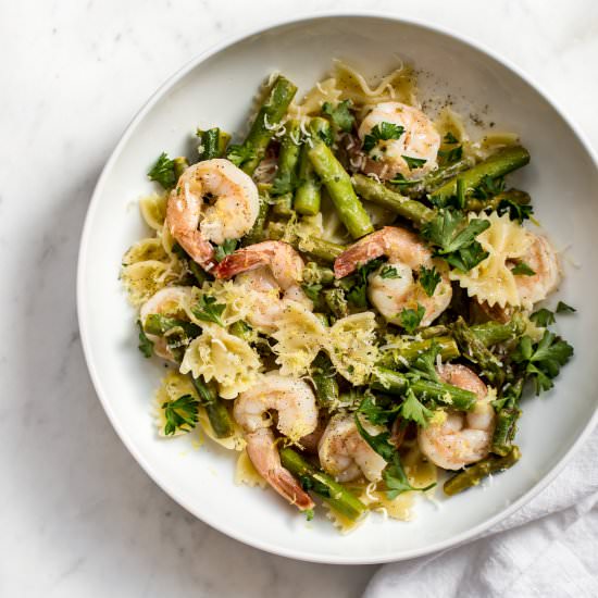 Shrimp and Asparagus Pasta - Recipe photo by saltandlavender