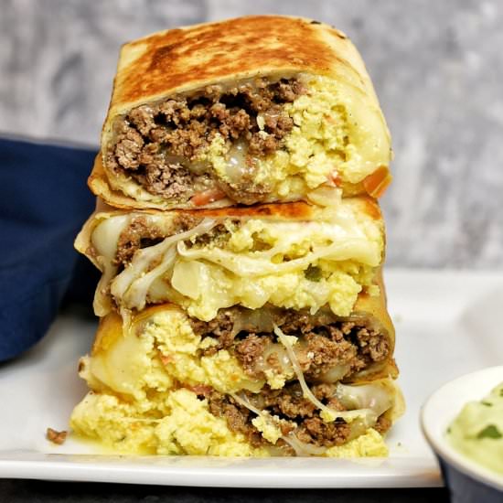 Cheesy Beef Breakfast Burrito - Recipe photo by dudethatcookz