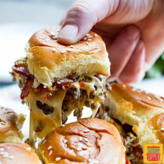 Bacon Cheeseburger Sliders - Recipe photo by SundaySupper