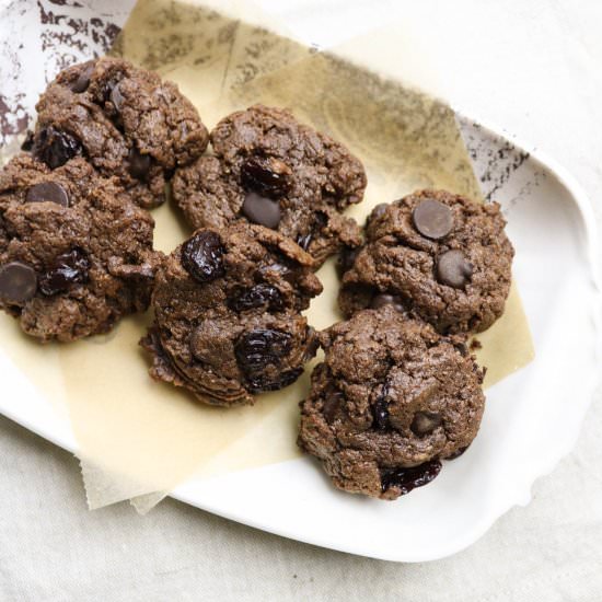 Flourless Chocolate Cherry Cookies - Recipe photo by frompastatopaleo