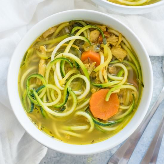 Turmeric Chicken Zoodle Soup - Recipe photo by wholefully