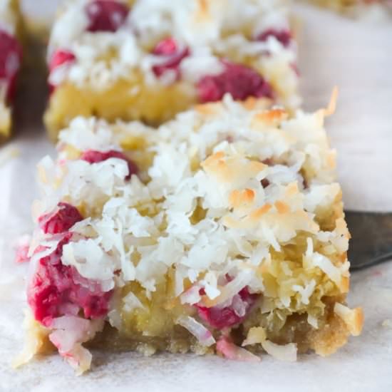 Raspberry Coconut Bars - Recipe photo by theviewfromgreatisland
