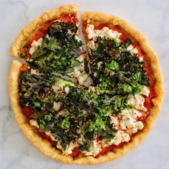 Vegan Pizza with Almond Ricotta - Recipe photo by kalememaybe