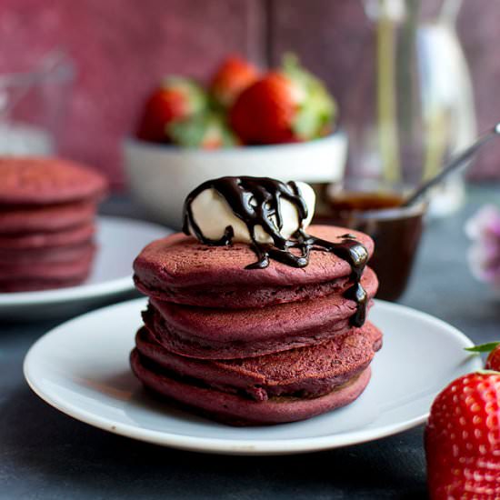 Vegan Red Velvet Pancakes - Recipe photo by Pavani