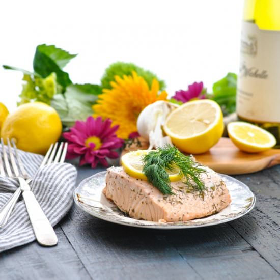 Garlic and Herb Poached Salmon - Recipe photo by The Seasoned Mom