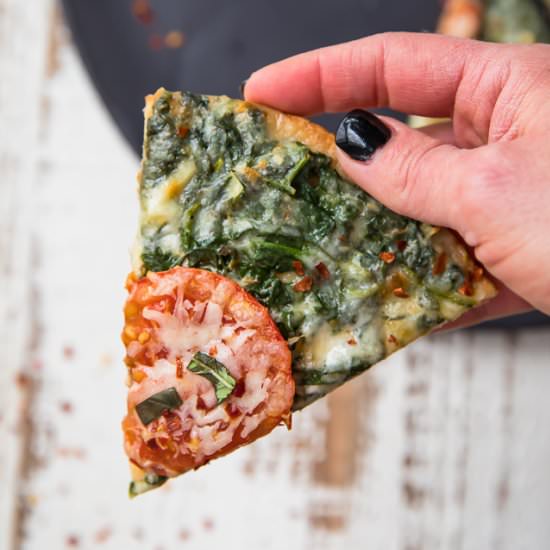 Skinny Garlic Spinach White Pizza - Recipe photo by kimscravings