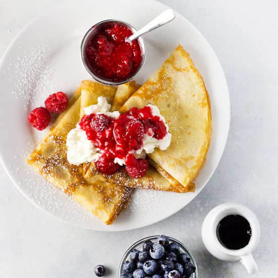 Raspberry Ricotta Crepes - Recipe photo by Stiers Aesthetic
