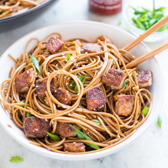 Crispy Sesame Ginger Tofu with Soba - Recipe photo by Theflavoursofkitchen