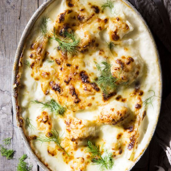 Baked cauliflower cheese & fennel - Recipe photo by Inside the rustic kitchen