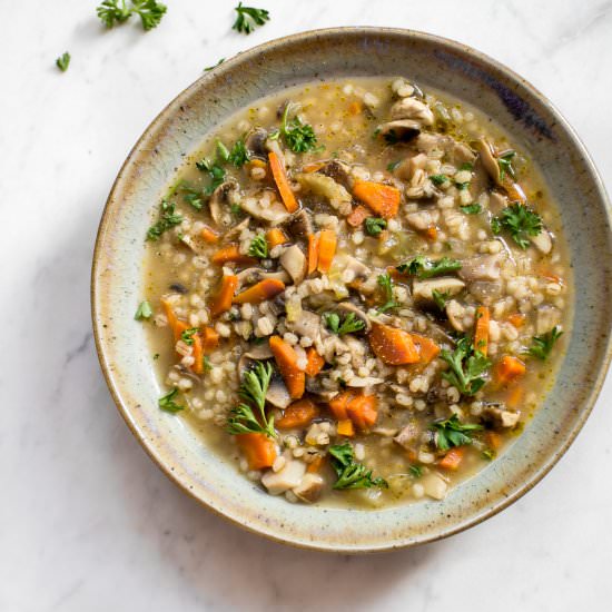 Mushroom Barley Soup - Recipe photo by saltandlavender
