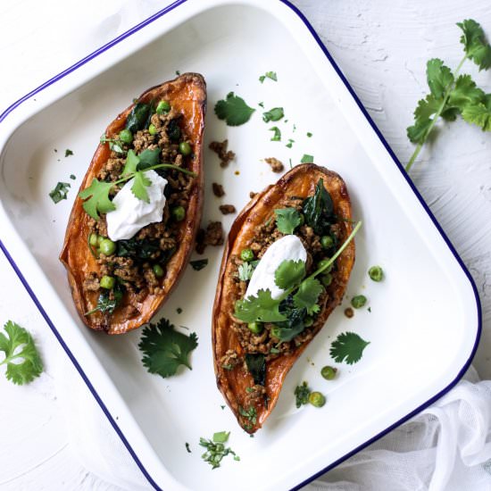 Moroccan Lamb Stuffed Sweet Potato - Recipe photo by sarahbellnutrition
