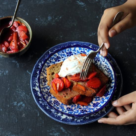 banana bread w/ strawberry compote - Recipe photo by easyfoodsmith