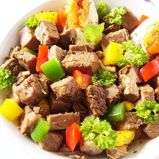 Beef (Broth Leftovers) and Bell Peppers Salad - Recipe photo by 2pots2cook
