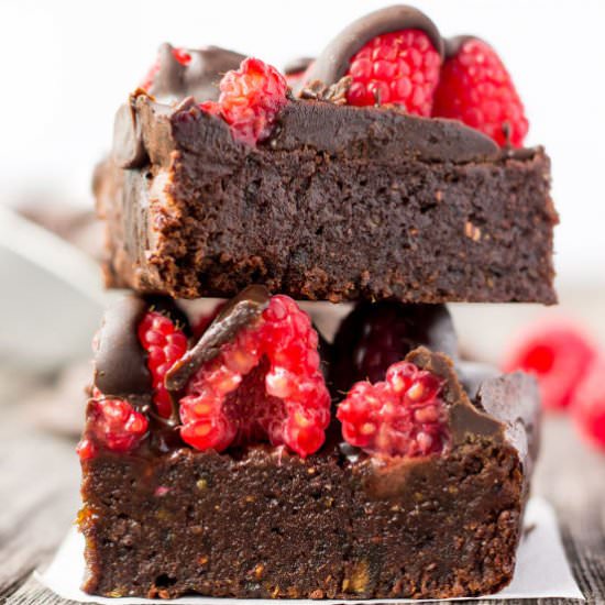 Raspberry & Dark Chocolate Brownies - Recipe photo by onecleverchef
