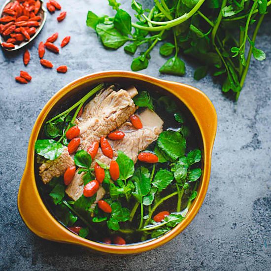 Watercress and Goji Berry Pork Rib - Recipe photo by cookingwithlei