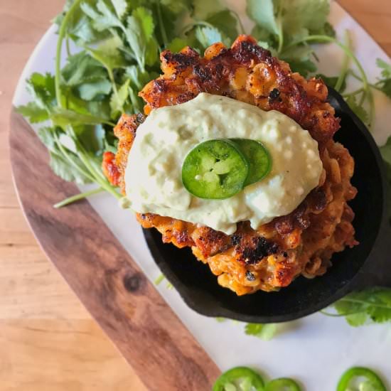 Charred Corn and Red Pepper Fritter - Recipe photo by joeats