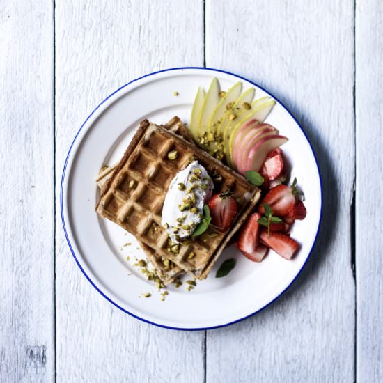 Gluten Free Vegan Waffles - Recipe photo by sarahbellnutrition