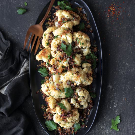 Cauliflower Black Olive Pangrattato - Recipe photo by fromachefskitchen