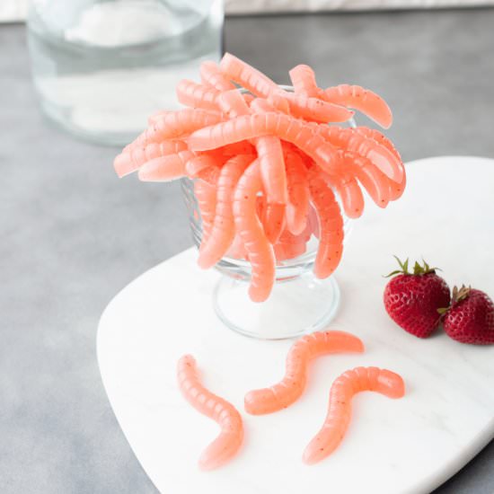 Strawberry Margarita Gummy Worms - Recipe photo by Peace Love and Low Carb