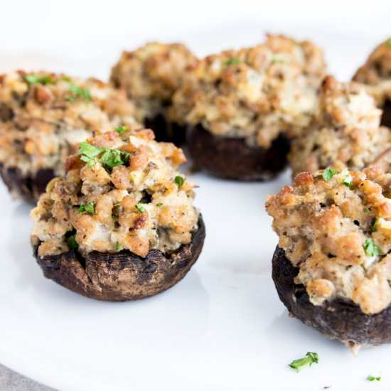 Paleo Sausage Stuffed Mushrooms - Recipe photo by fithappyfree