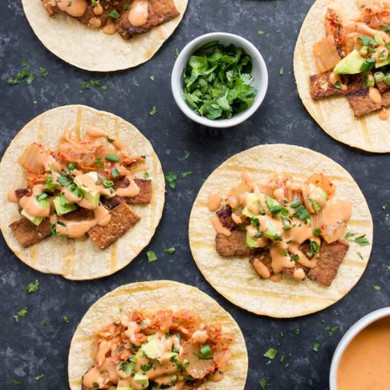 Kimchi tacos - Recipe photo by craveveggies