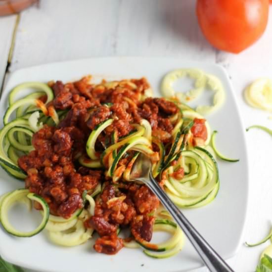 Red Bean Lentil Zucchini Pasta - Recipe photo by VeganWithCurves